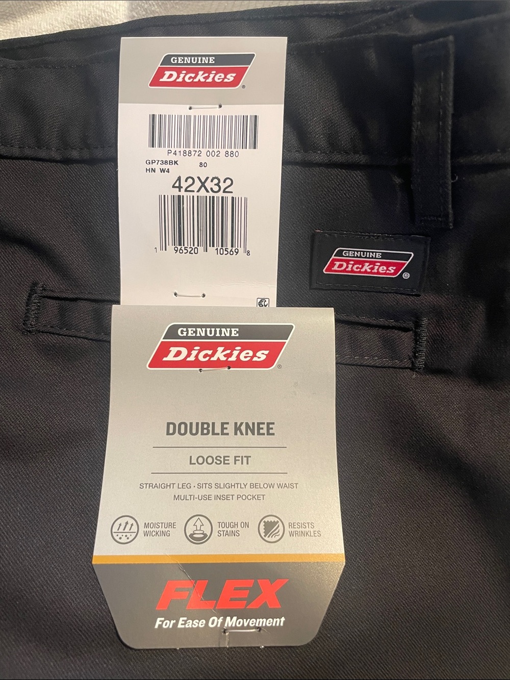 Dickies Black Double Knee Work Pants - Loose Fit